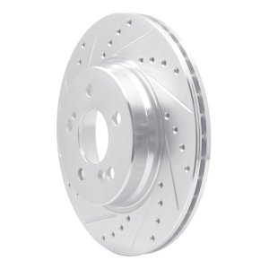 Mercedes-Benz SL500 Brake Rotor (1) - Rear Left - R1 Concepts - Drilled & Slotted - Silver - `93-`02
